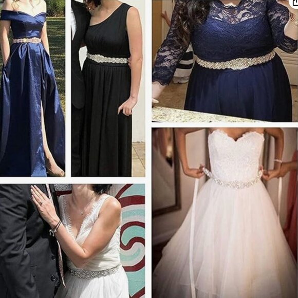 TRLYC White & Ivory Ribbon Sash Wedding Gown Belts, Bridal Sash Belt NWT - Picture 2 of 4